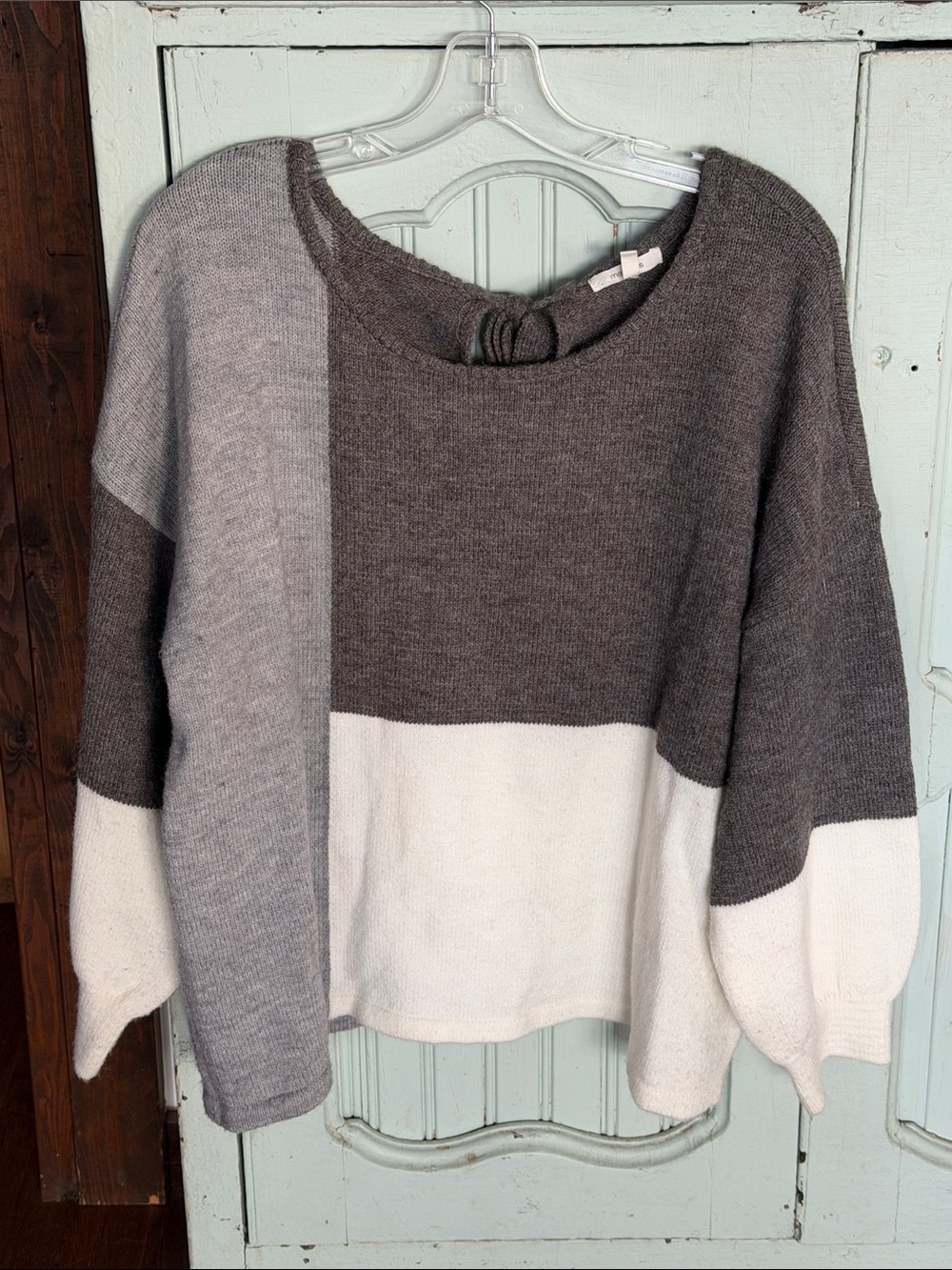 Maurices Gray, Light Gray & White Colorblock Crew Sweater